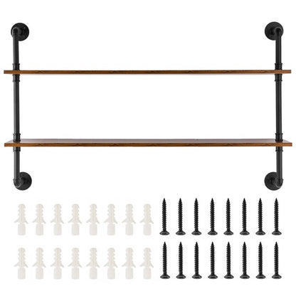 2-Tier Industrial Pipe Wall Shelf