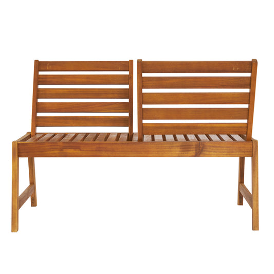 Acacia Wood 2-Person Outdoor Bench with Adjustable Backrest