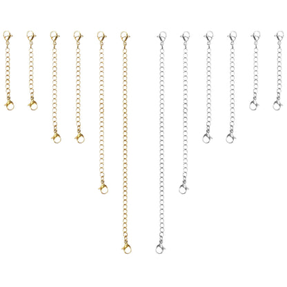 12x Stainless Steel Necklace & Bracelet Extender Chain Set