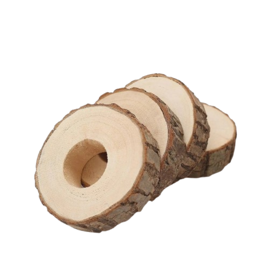 4-Pack Natural Birch Wood 3” Round Napkin Rings
