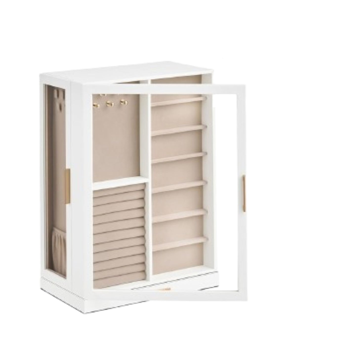 Home Collection 360° Rotating White Jewelry Cabinet with 9 Drawers