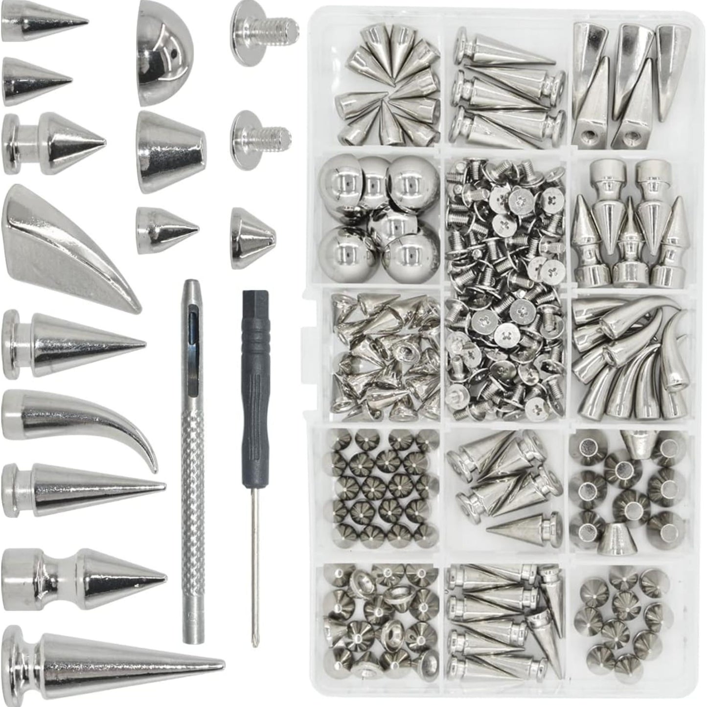Home Collection 150 Set Silver Punk Spike Rivets Kit