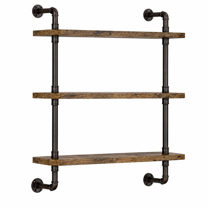Home Collection 3-Tier Industrial Pipe Shelf  24"