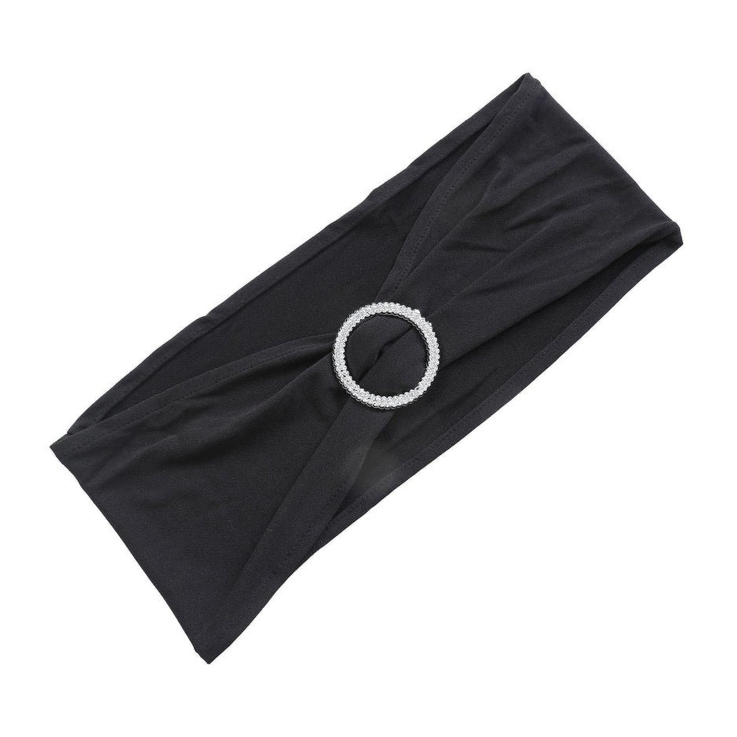 Home Collection 5Pcs Spandex Stretch Chair Sashes with Silver Diamond Ring Buckle
