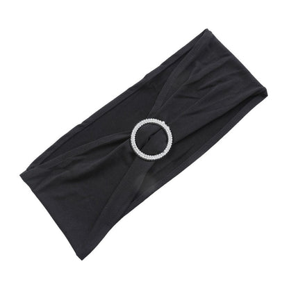 Home Collection 5Pcs Spandex Stretch Chair Sashes with Silver Diamond Ring Buckle