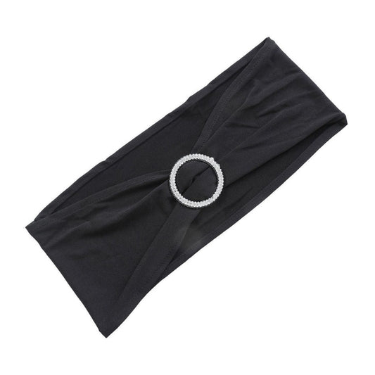Home Collection 5Pcs Spandex Stretch Chair Sashes with Silver Diamond Ring Buckle