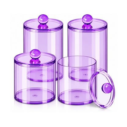 Home Collection Acrylic Cotton Ball Holder Jar with Lid Bathroom Vanity Organizer