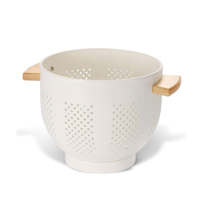Home Collection 5.5 Qt Metal Colander with Wood Handles 11.26 Inch Large Kitchen Strainer