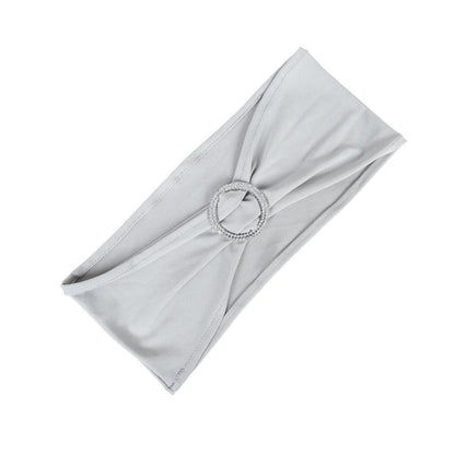 Home Collection 5Pcs Spandex Stretch Chair Sashes with Silver Diamond Ring Buckle