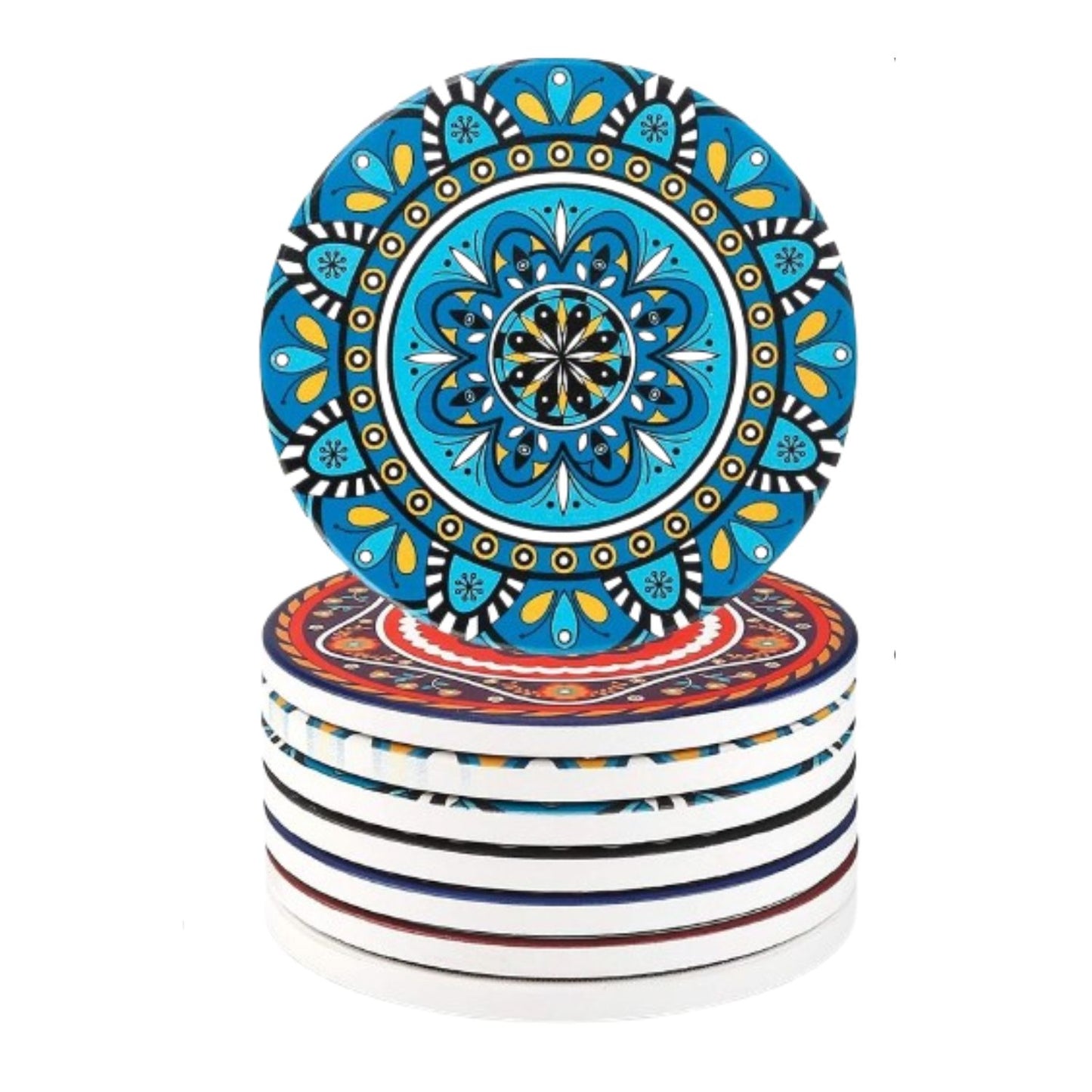 Home Collection 8Pcs Mandala Ceramic Drink Coasters