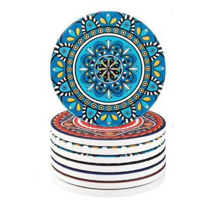 Home Collection 8Pcs Mandala Ceramic Drink Coasters