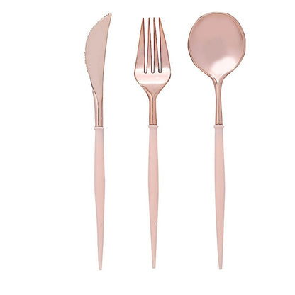 Home Collection Pack of 24 Plastic Cutlery Set Disposable Spoon Fork Knife