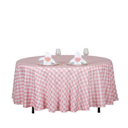 Home Collection Checkered Gingham Polyester Round Tablecloth 108"
