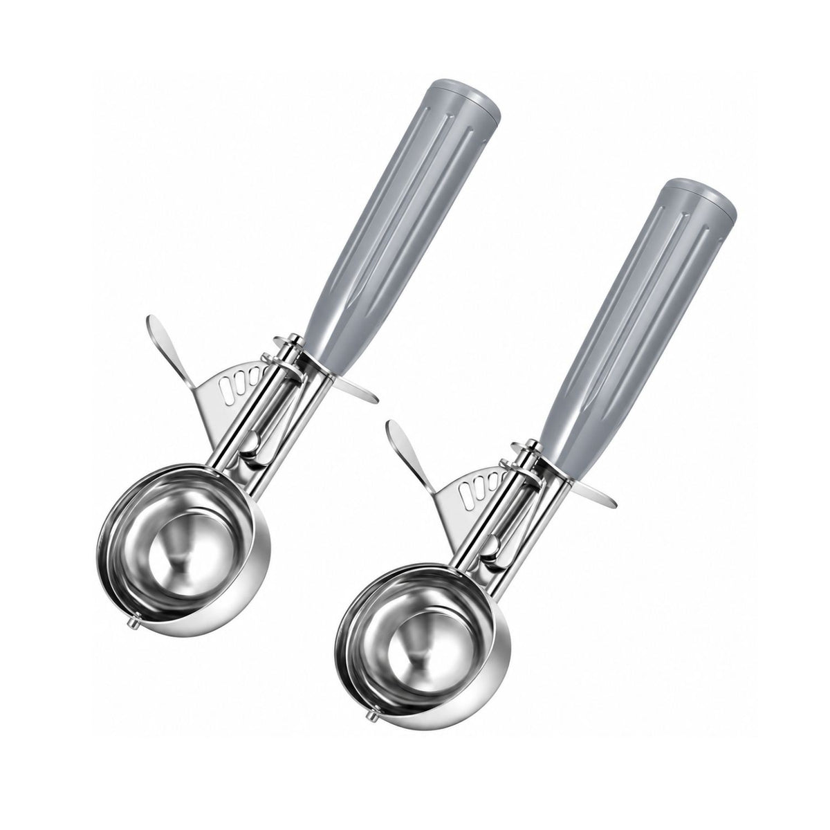 Home Collection Pack of 2 Stainless Steel Ice Cream Scoops with Trigger