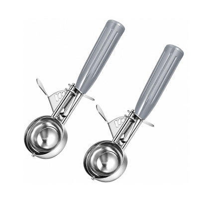 Home Collection Pack of 2 Stainless Steel Ice Cream Scoops with Trigger