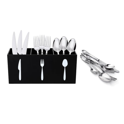 Home Collection Acrylic Cutlery Storage Organizer Bin 3 Section Silverware Caddy