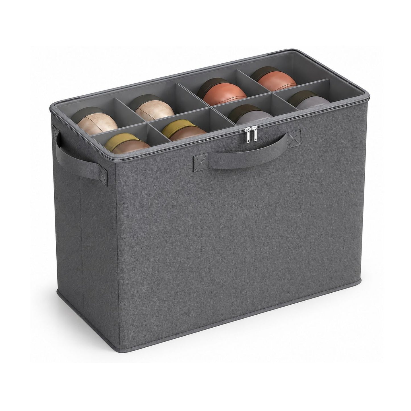 Home Collection Fabric Shoe Organizer Box with Adjustable Dividers and Clear Cover