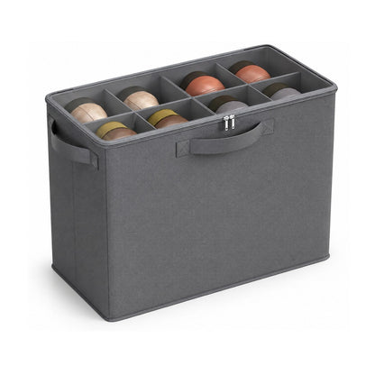 Home Collection Fabric Shoe Organizer Box with Adjustable Dividers and Clear Cover