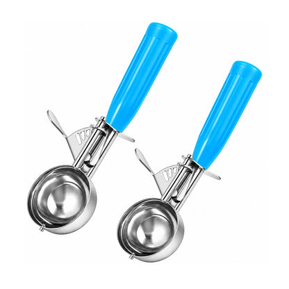 Home Collection Pack of 2 Stainless Steel Ice Cream Scoops with Trigger
