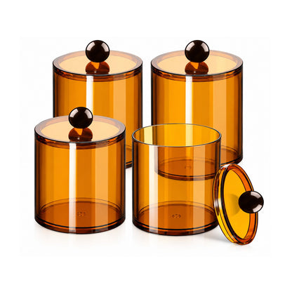 Home Collection Acrylic Cotton Ball Holder Jar with Lid Bathroom Vanity Organizer