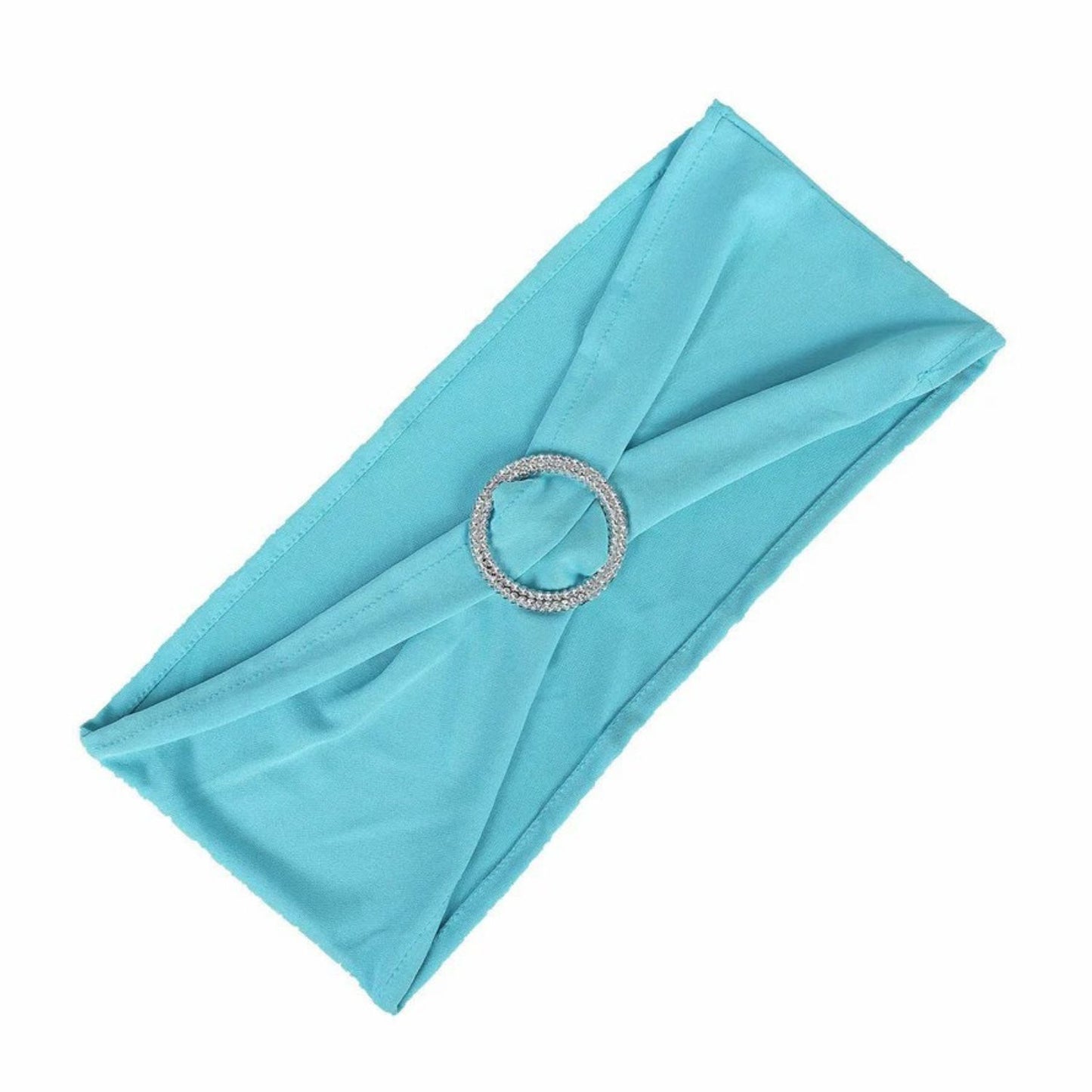 Home Collection 5Pcs Spandex Stretch Chair Sashes with Silver Diamond Ring Buckle