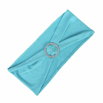 Home Collection 5Pcs Spandex Stretch Chair Sashes with Silver Diamond Ring Buckle