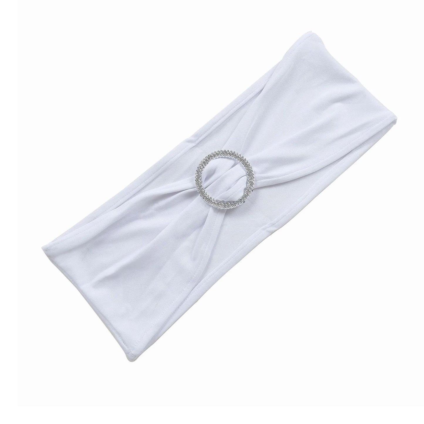 Home Collection 5Pcs Spandex Stretch Chair Sashes with Silver Diamond Ring Buckle