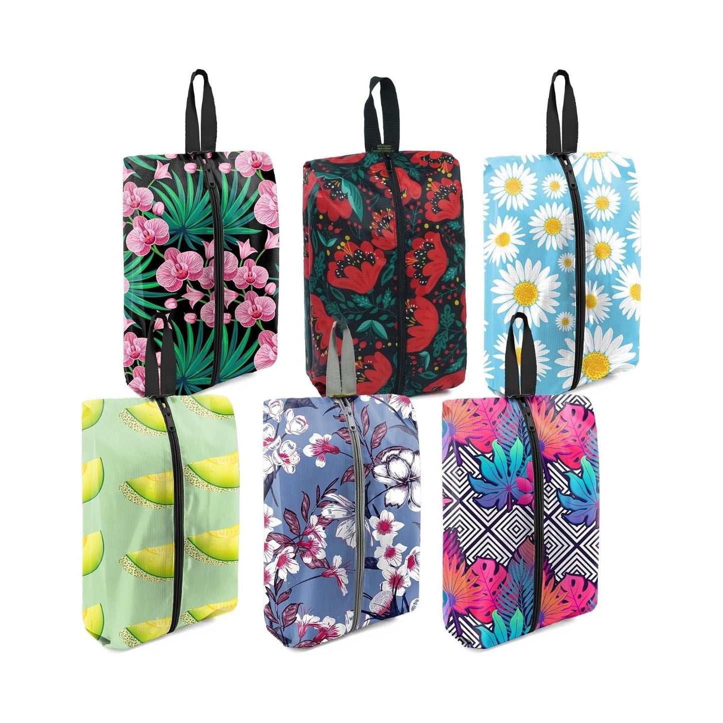 Home Collection Pack of 6 Travel Shoe Bags with Zipper and Handle