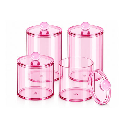 Home Collection Acrylic Cotton Ball Holder Jar with Lid Bathroom Vanity Organizer