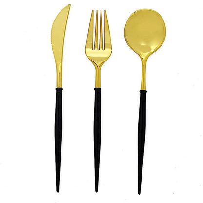 Home Collection Pack of 24 Plastic Cutlery Set Disposable Spoon Fork Knife