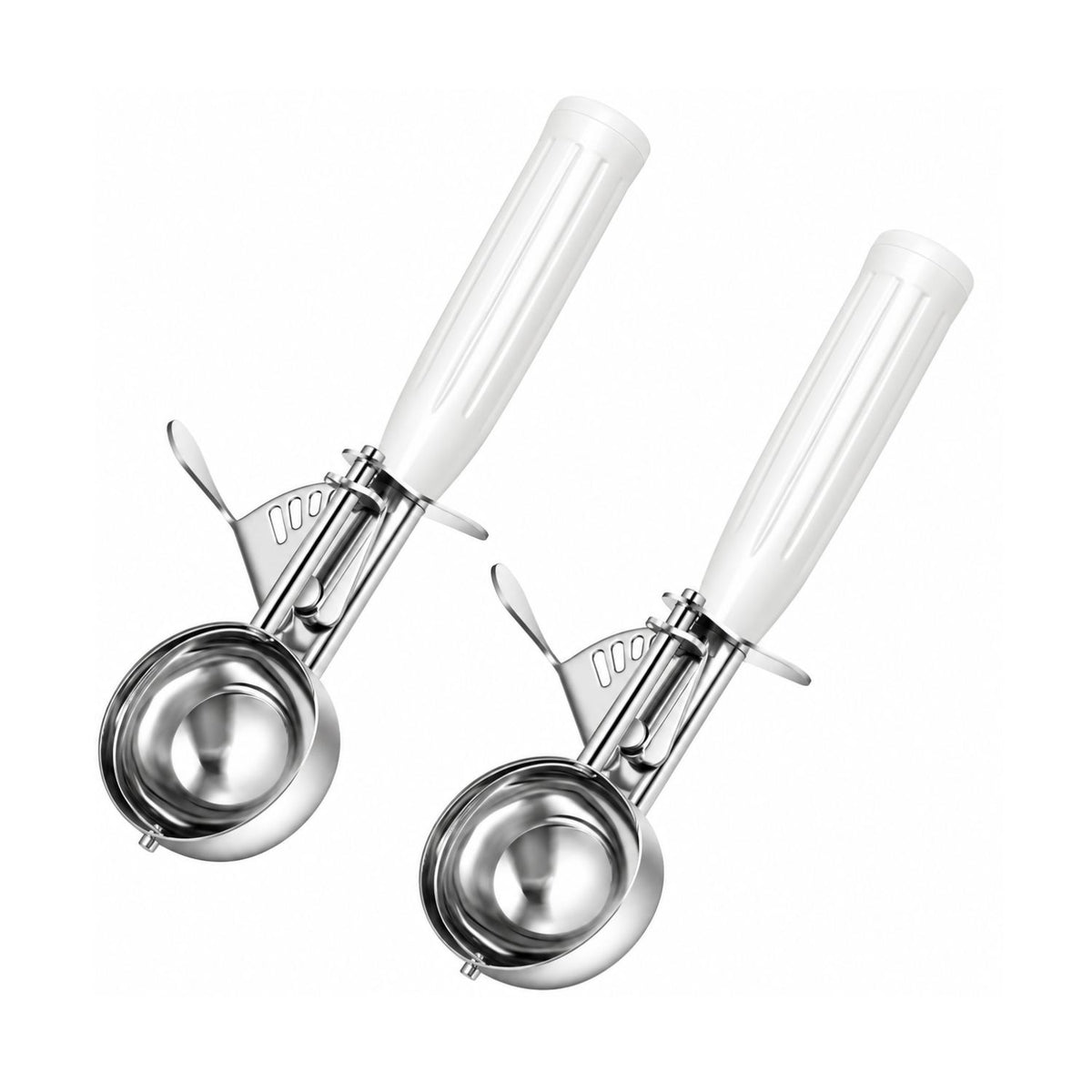 Home Collection Pack of 2 Stainless Steel Ice Cream Scoops with Trigger