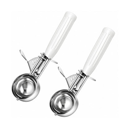 Home Collection Pack of 2 Stainless Steel Ice Cream Scoops with Trigger
