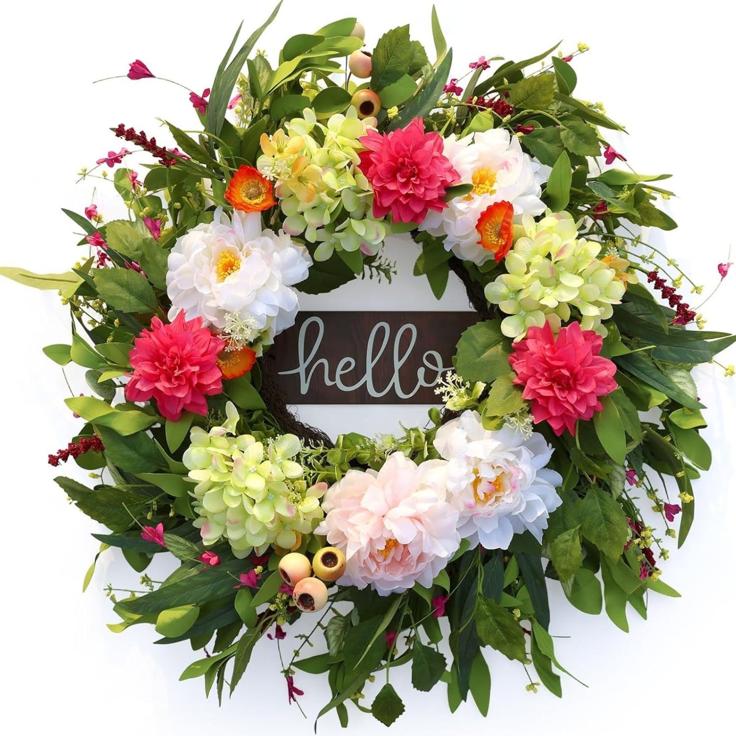 Home Collection Summer Wreath with Hello Sign 24Inch