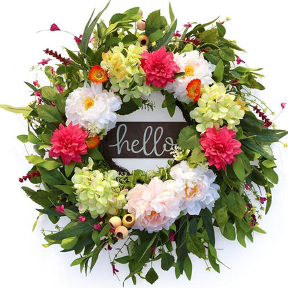 Home Collection Summer Wreath with Hello Sign 24Inch
