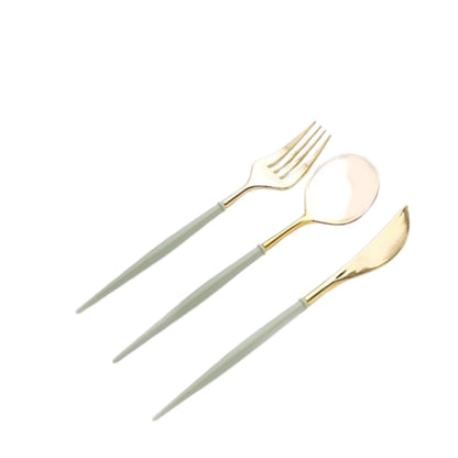 Home Collection Pack of 24 Plastic Cutlery Set Disposable Spoon Fork Knife