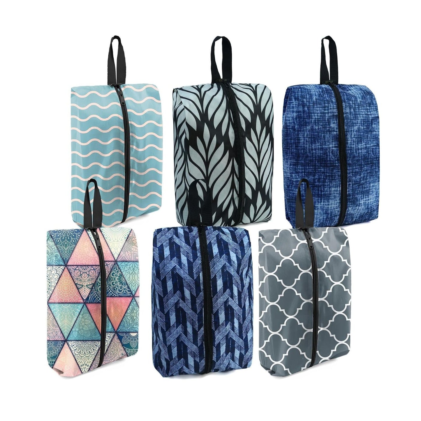 Home Collection Pack of 6 Travel Shoe Bags with Zipper and Handle