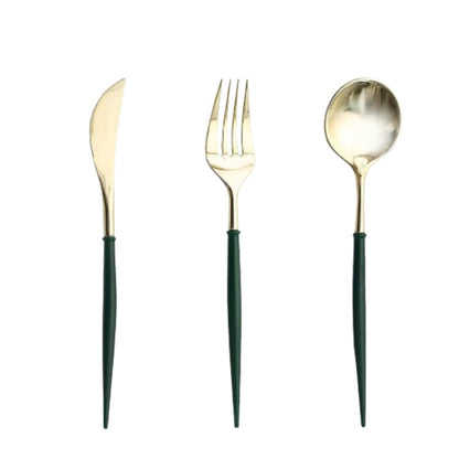 Home Collection Pack of 24 Plastic Cutlery Set Disposable Spoon Fork Knife