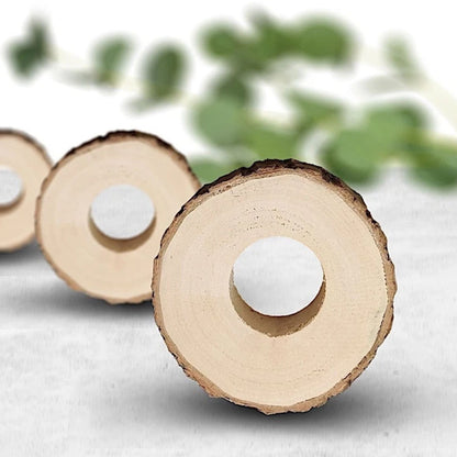 4-Pack Natural Birch Wood 3” Round Napkin Rings