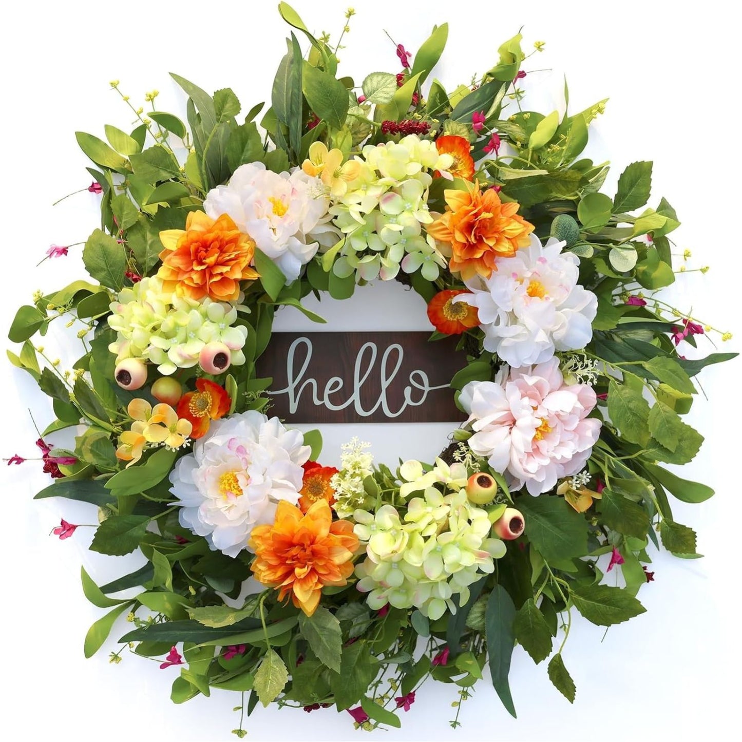 Home Collection Summer Wreath with Hello Sign 24Inch