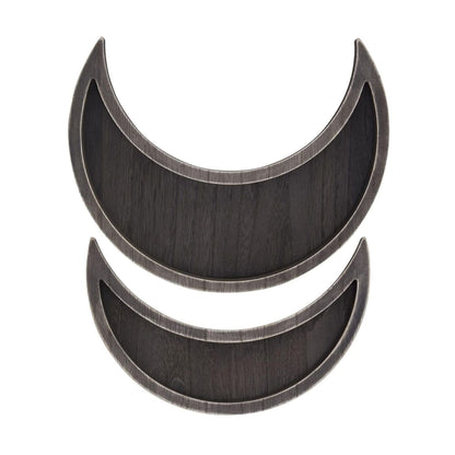 Home Collection 2-Piece Dark Brown Wooden Crescent Moon Tray Set