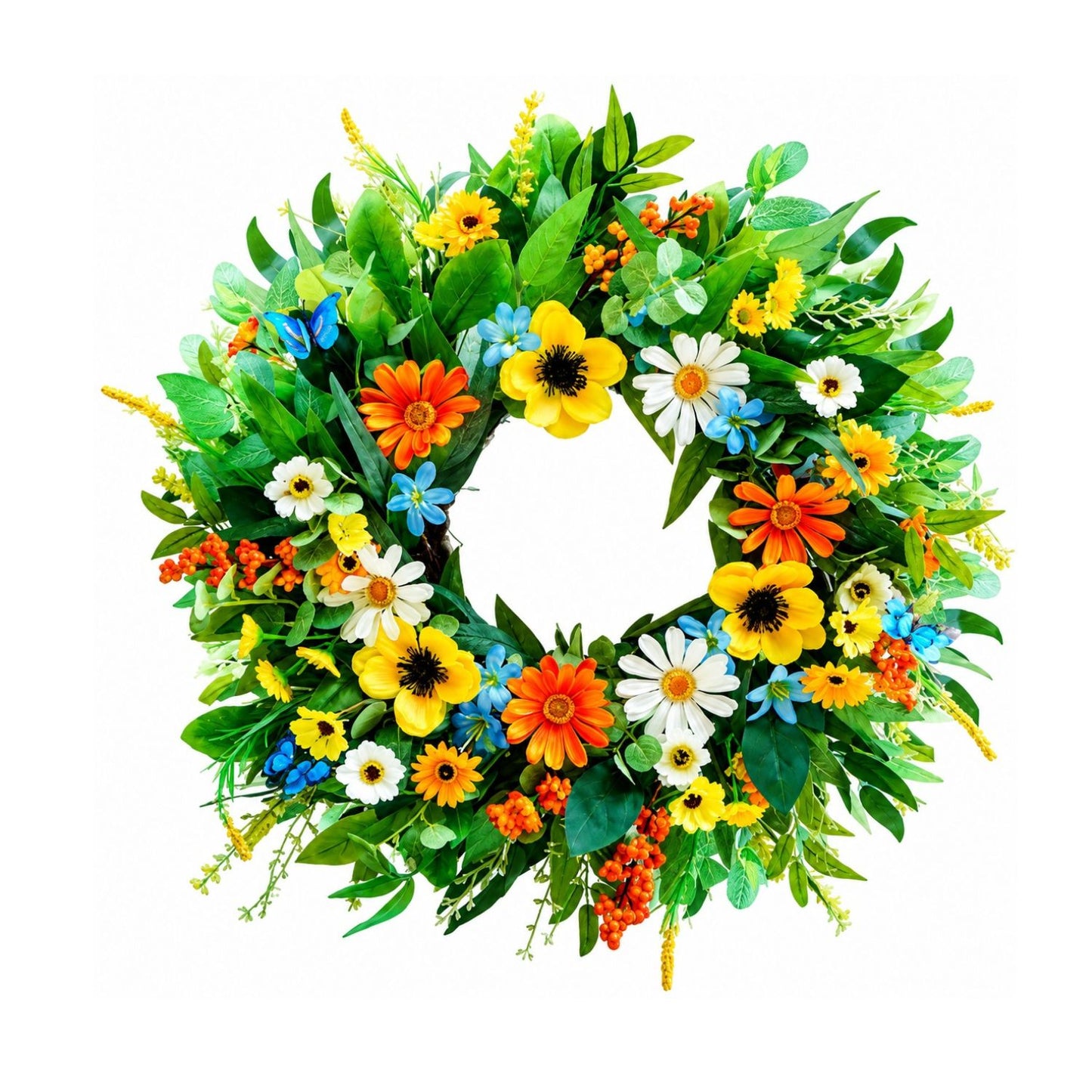 Home Collection Handcrafted Summer Wreath for Front Door 24-Inch
