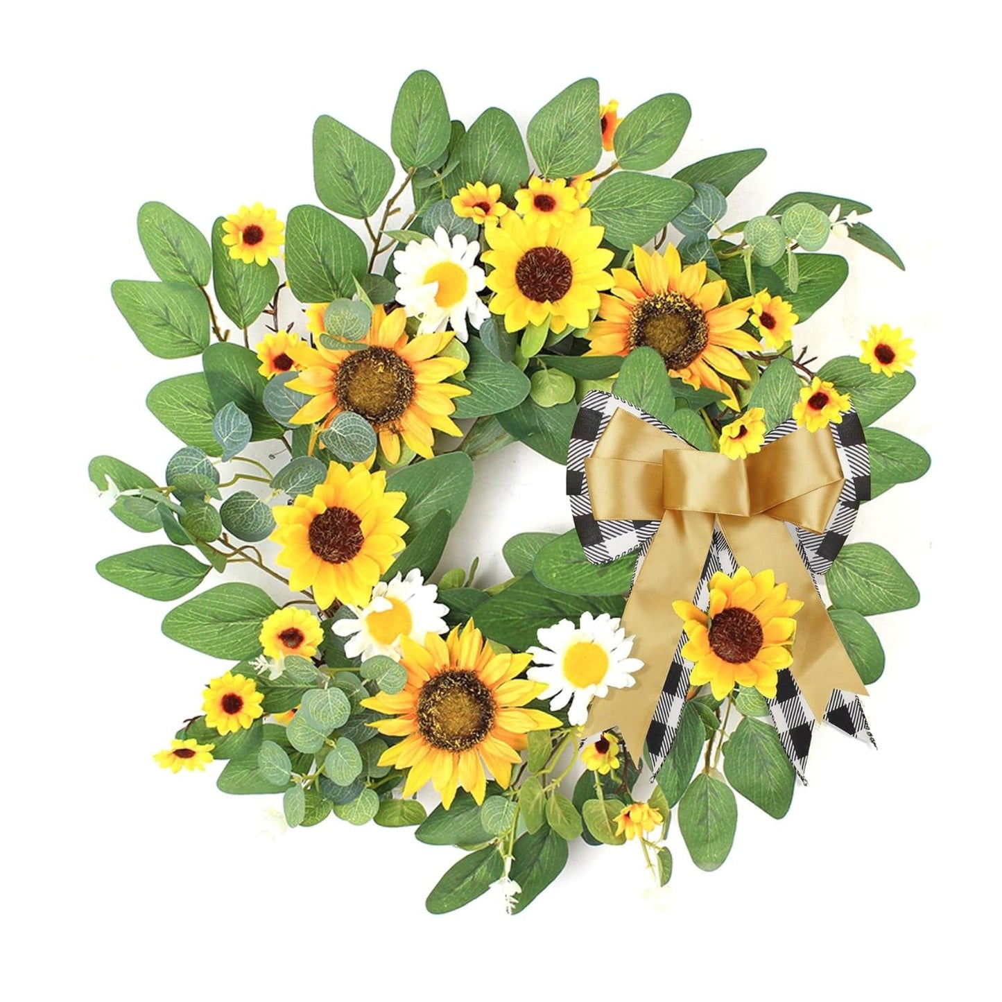 Home Collection Spring Summer Sunflower Wreath for Front Door 22 Inch