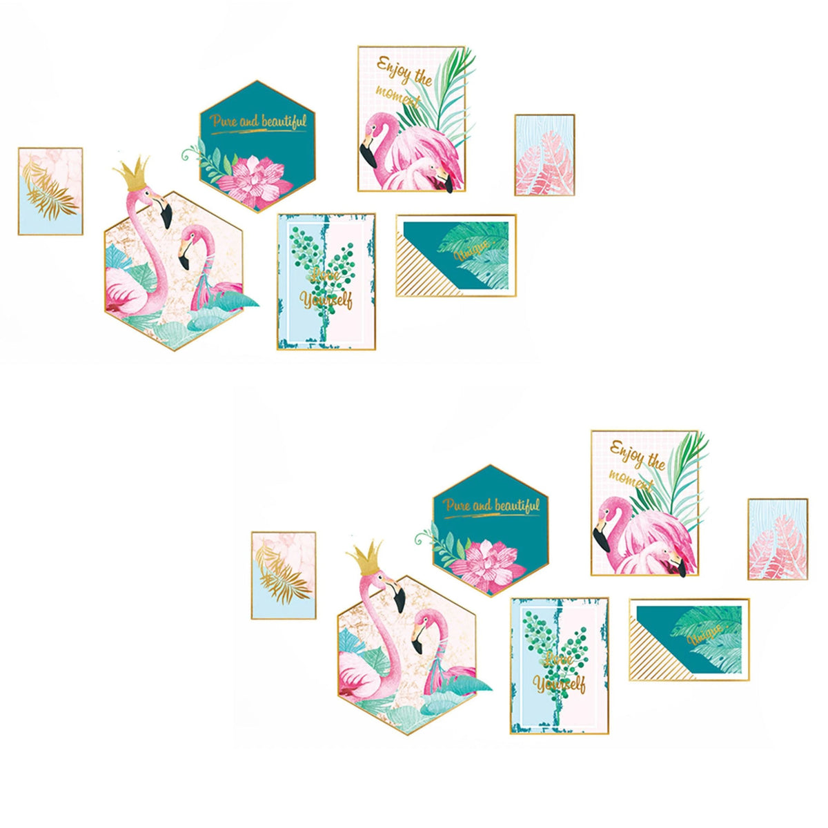 Home Collection Flamingo Frame Wall Stickers Pink & Green