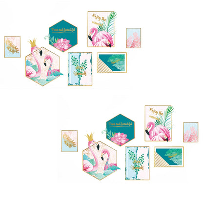 Home Collection Flamingo Frame Wall Stickers Pink & Green