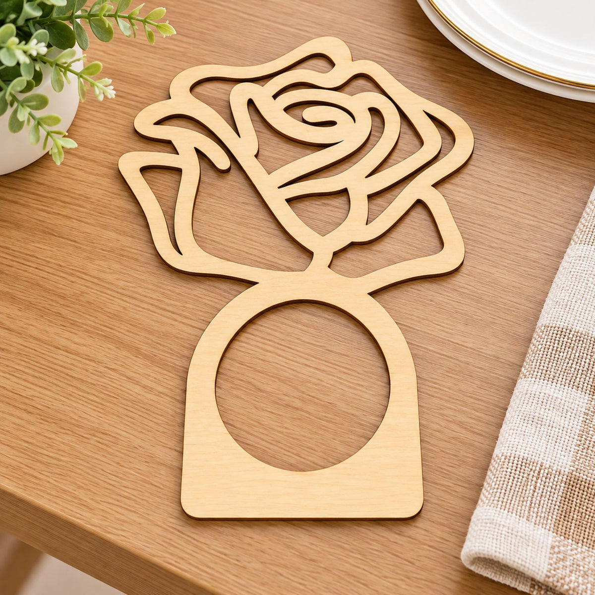 Home Collection 10 Natural Wood Napkin Rings