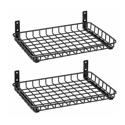 Home Collection Pack of 2 Heavy-Duty Metal Wall Mounted Storage Shelves 18x12 Inch