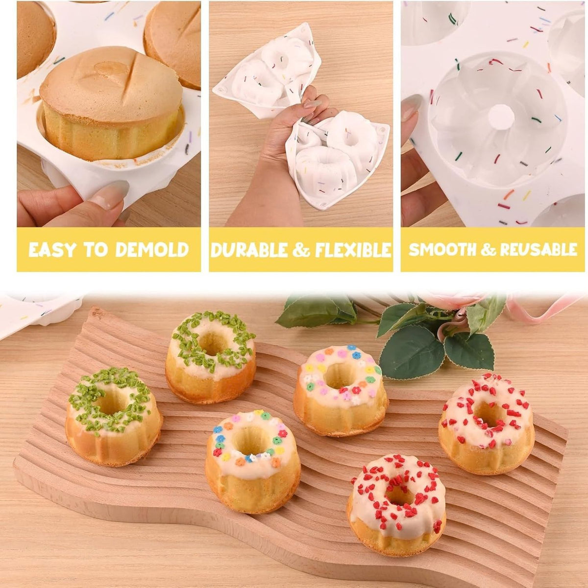 Home Collection Nonstick Silicone Baking Mold 6-Cavity Mini Fluted Cake Pan