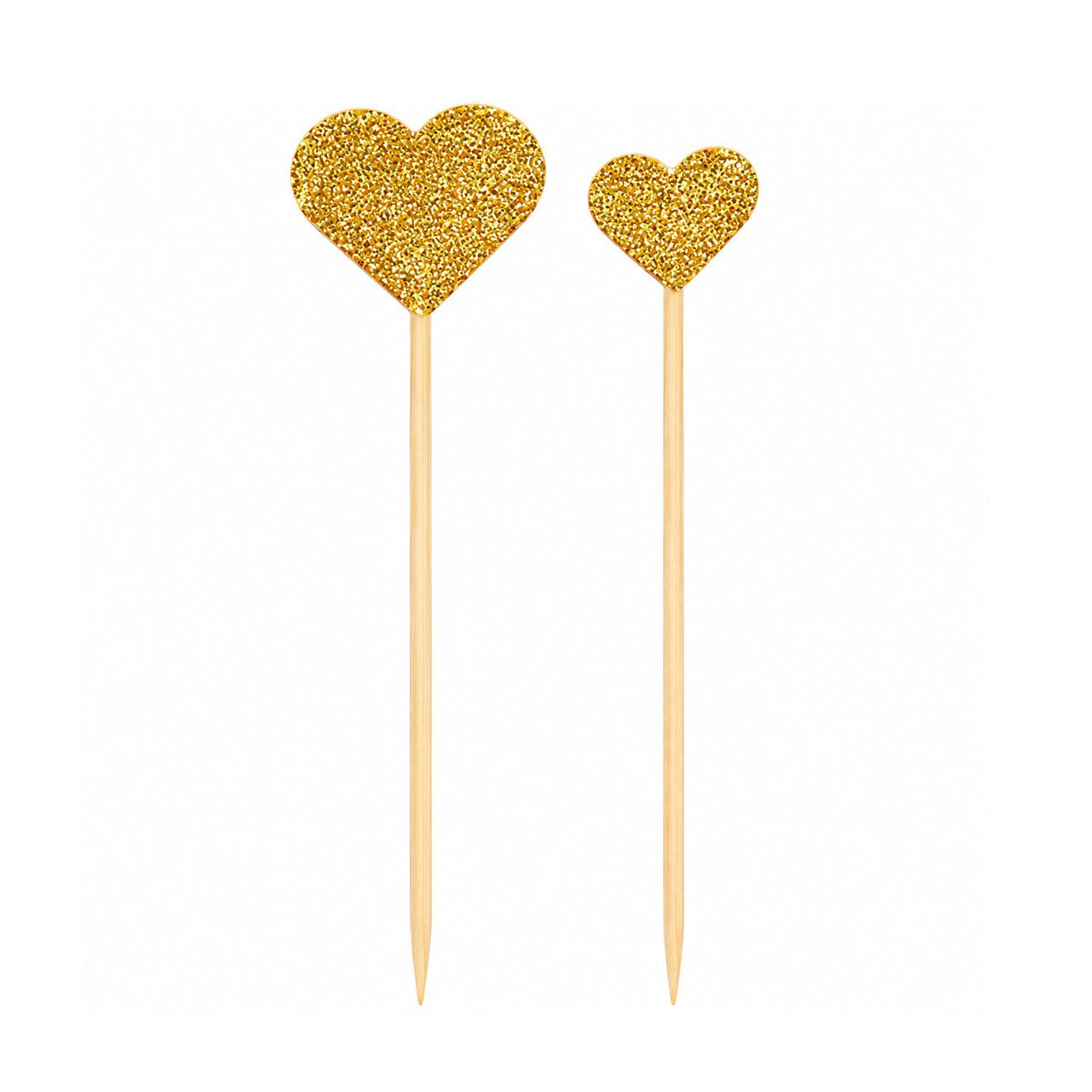 Home Collection 24Pack Gold Glitter Heart Cupcake Toppers
