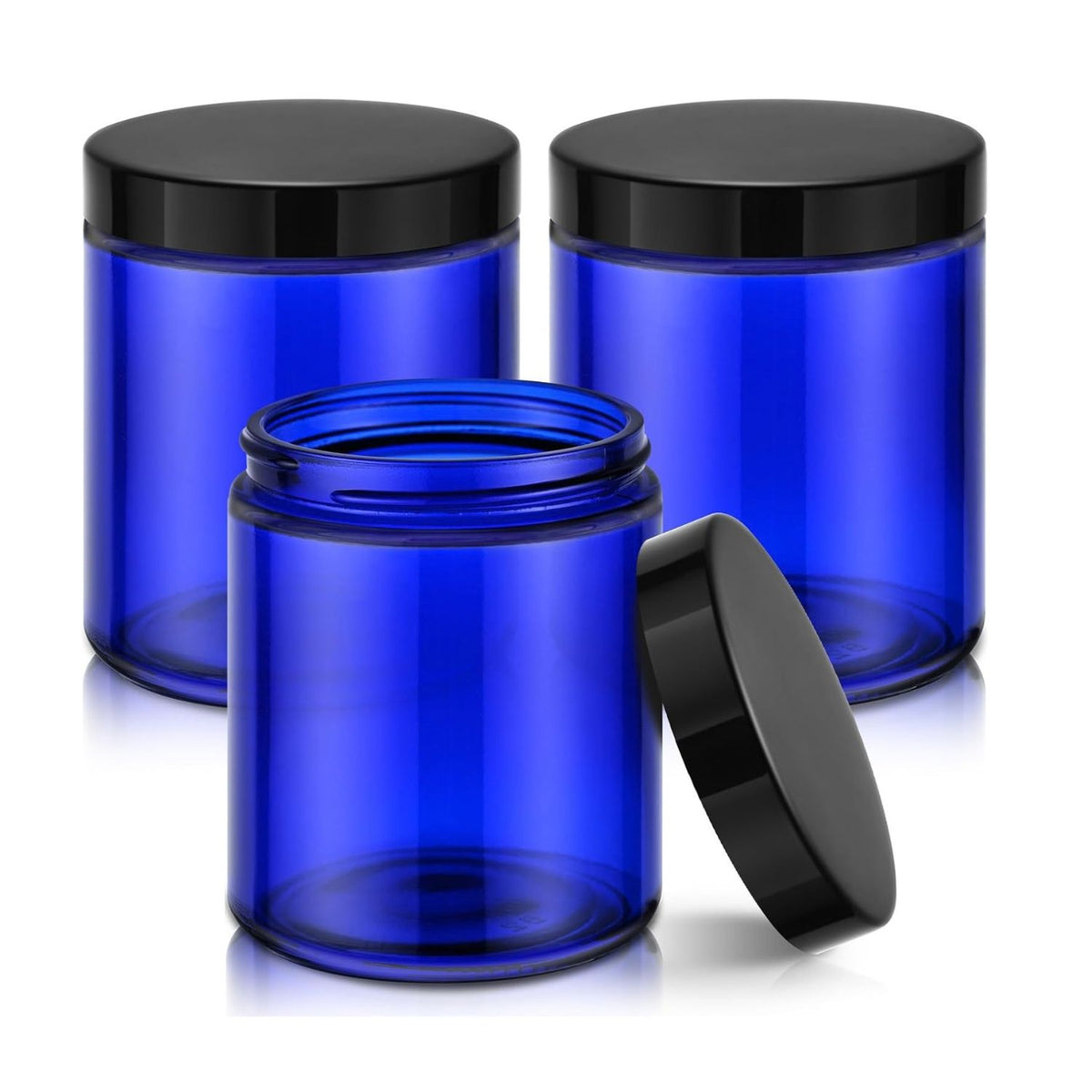 Home Collection Pack of 3 Glass Jars with Leakproof Lids and Blank Labels Storage Containers 8 oz