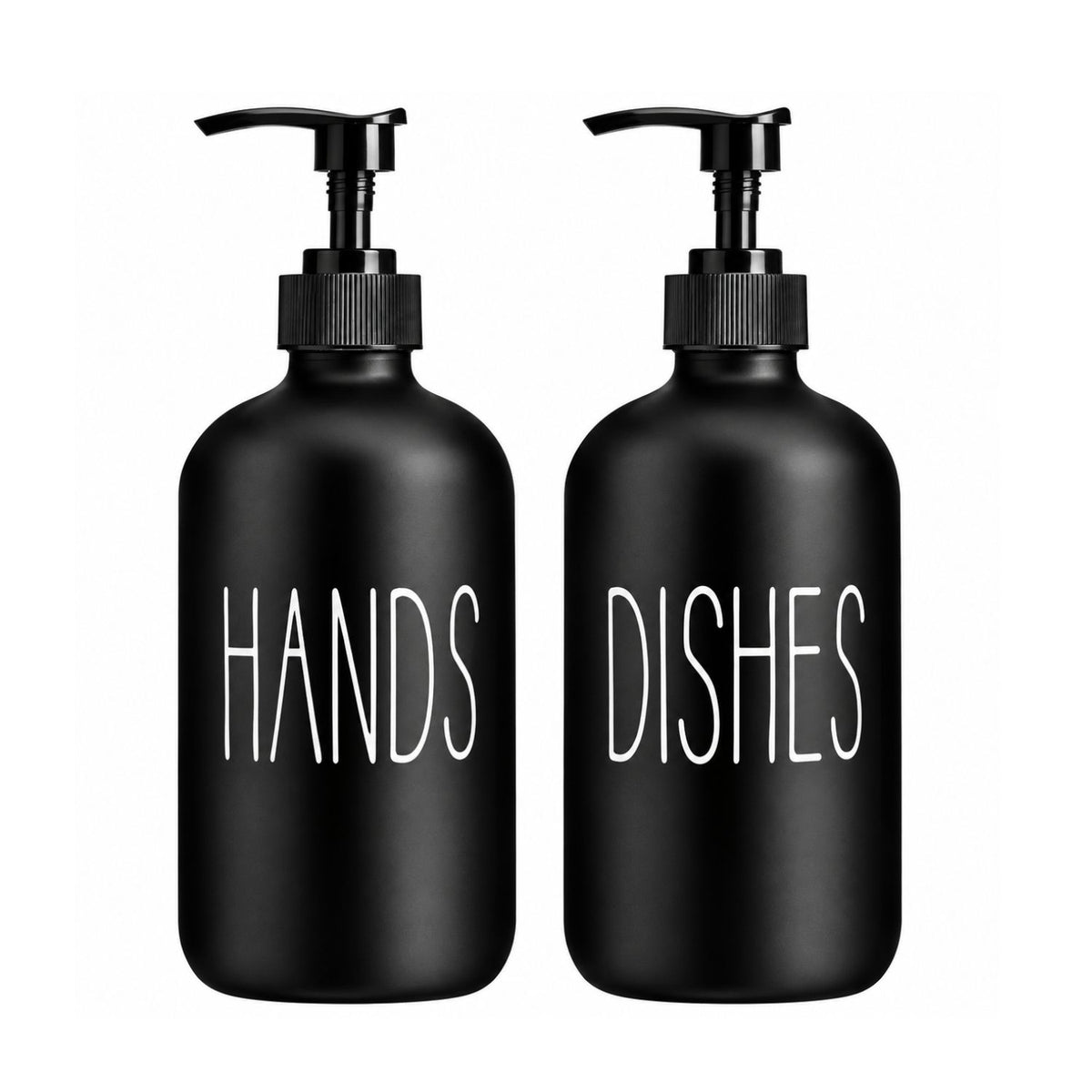 Home Collection Pack of 2 Glass Soap Dispenser Kitchen Sink Dish and Hand Soap Pump Bottles 16 oz